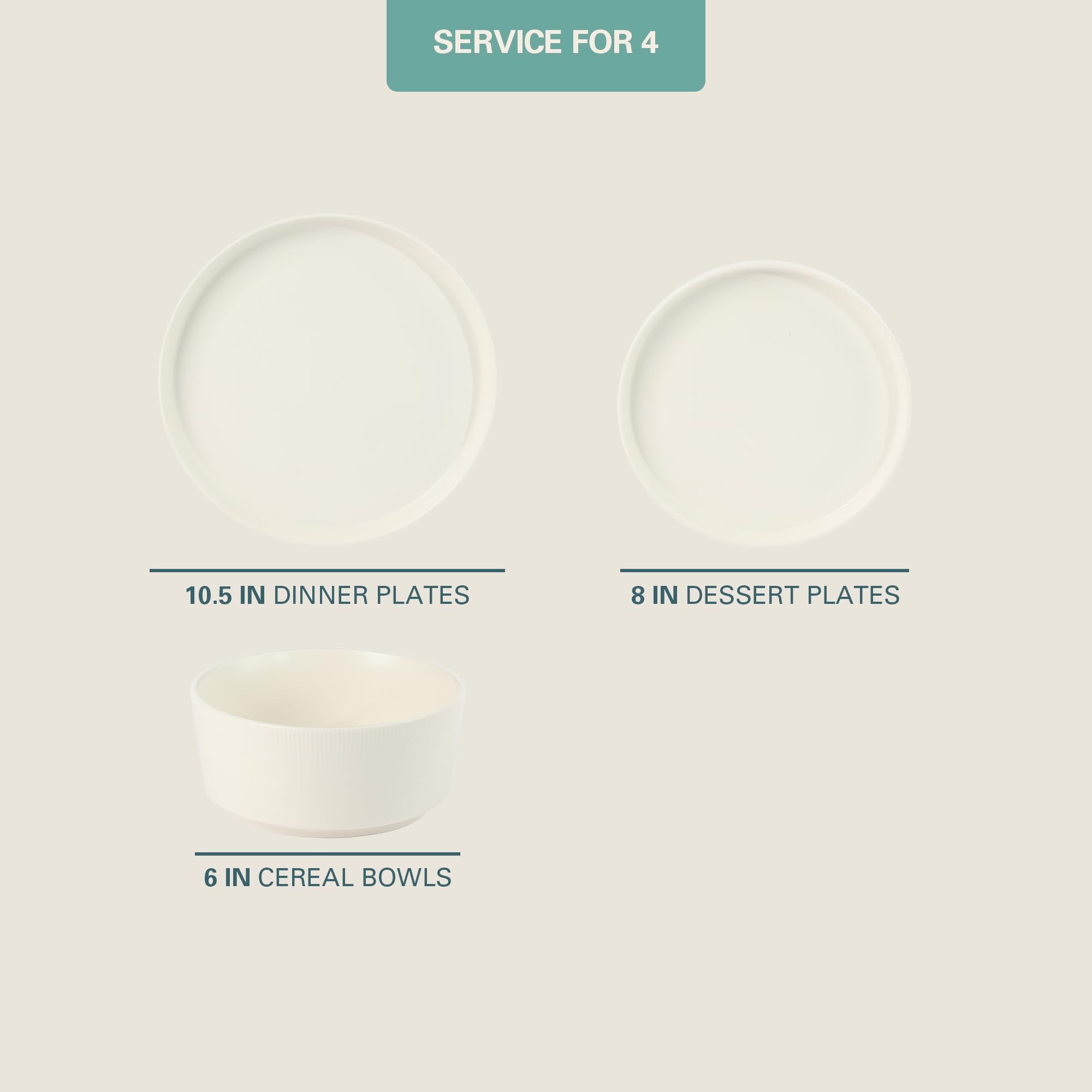 Gibson Home Dempsey Road 12-Piece Stoneware Dinnerware Set - Service for 4, Round White Plates and Bowls, Durable Solid Color Mo