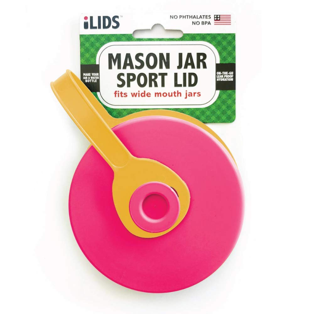 Ilids Mason Jar Sport Lid, Wide Mouth, Hot Pink, Pack Of 2