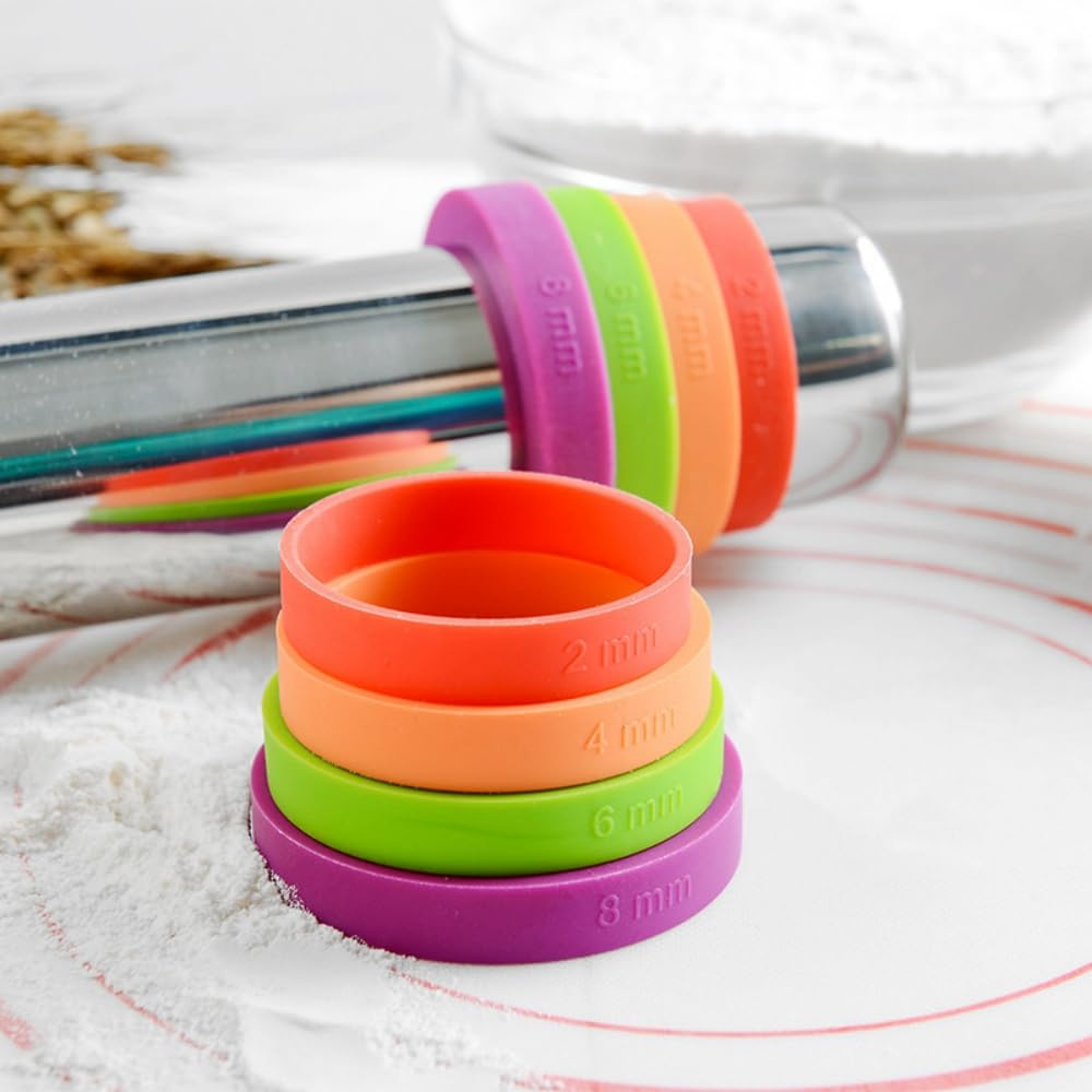 Rolling Pin With Thickness Rings, Smooth Stainless Steel Rolling Pin, Rolling Pin For Baking Fondant, Pizza, Pie, Pastry, Pasta,