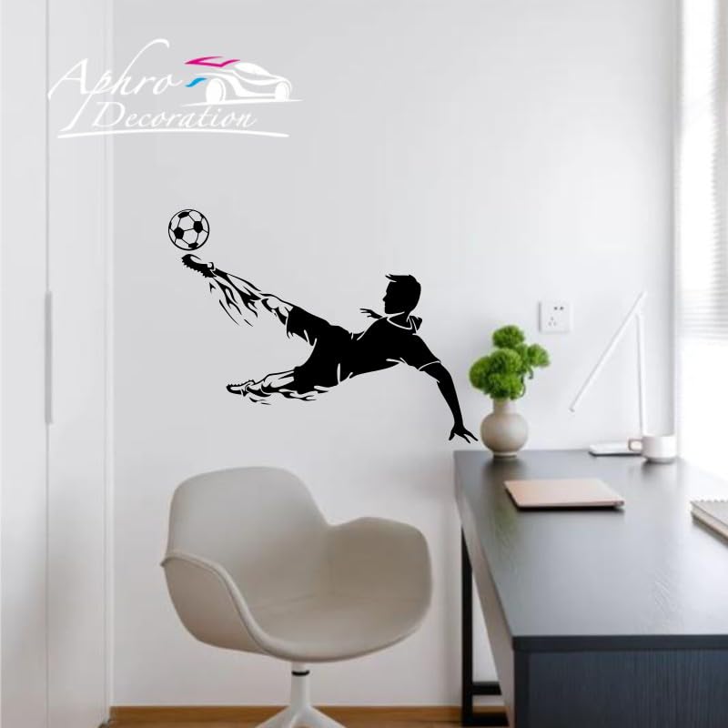 Gadgets Wrap Wall Decal Vinyl Sticker Soccer Player Ball Team Game Football Black For Office Home Wall Decoration