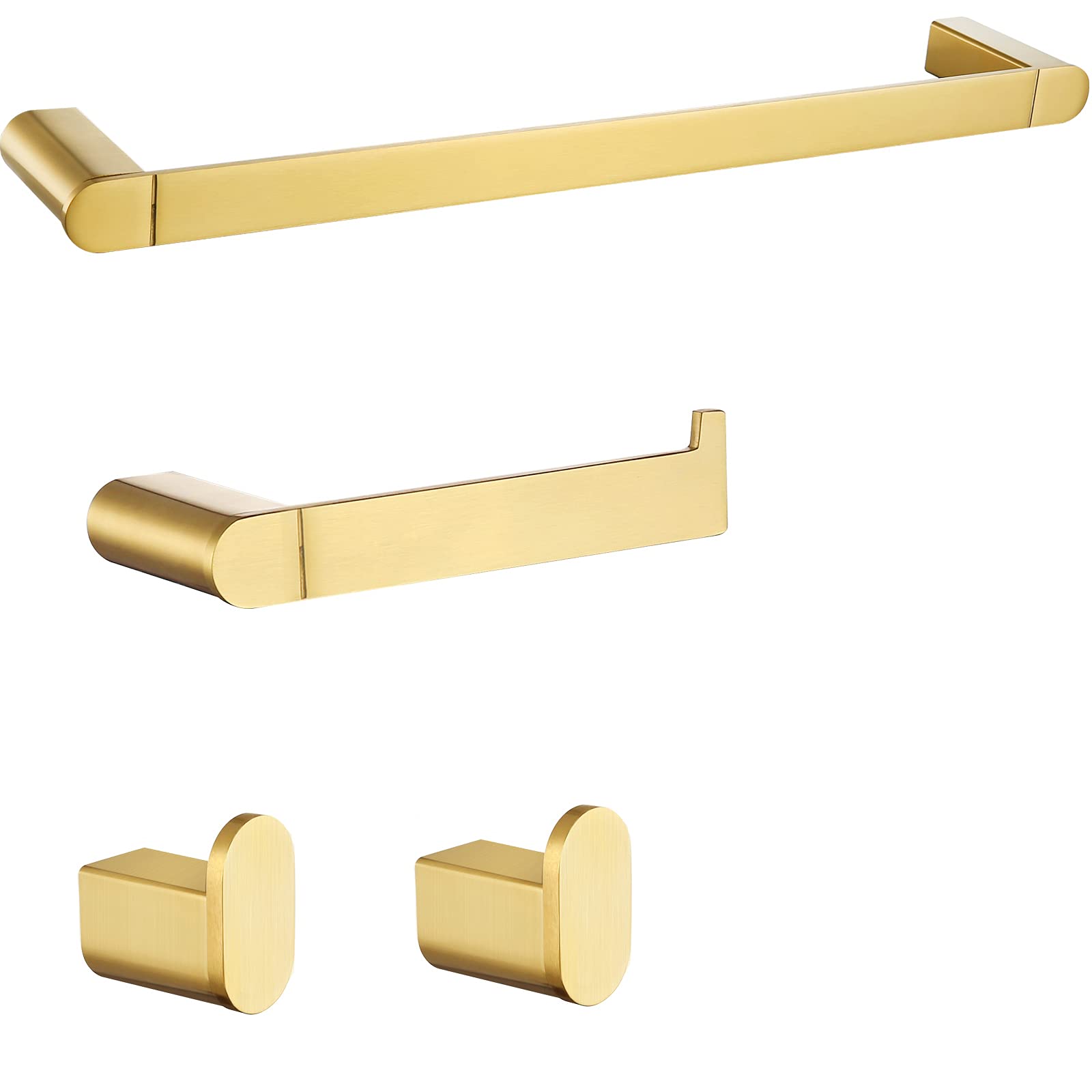 Random Brushed Gold Towel Bar Set 4 Piece Bathroom Hardware Set Include 18 Inch Towel Holder Toilet Paper Holder And 2 Towel Hoo