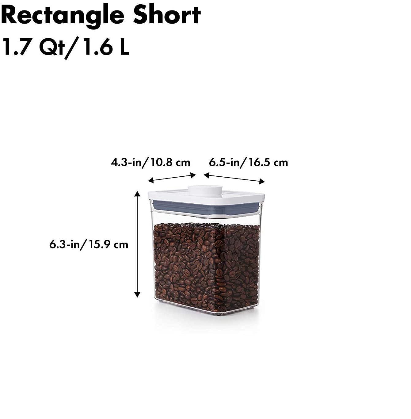 Oxo Goodgrips Pop Container - Airtight Food Storage - 1.7 Qt Rectangle (Set Of 4) For Coffee And More