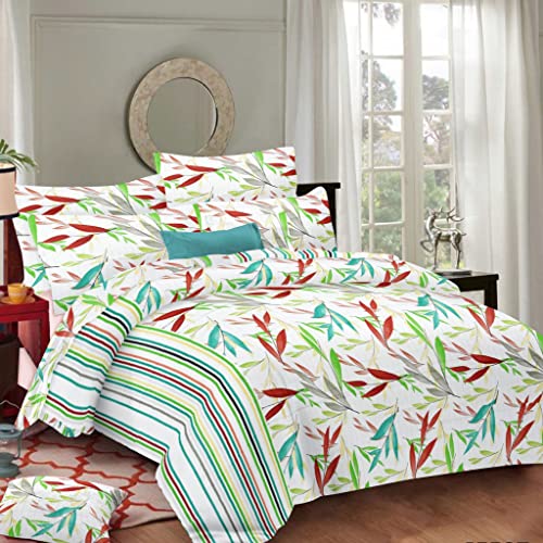 Kautage Love In Living, Printed 100% Cotton, 186 Tc, Bedsheet With Two Pillow Covers (Red, Double)