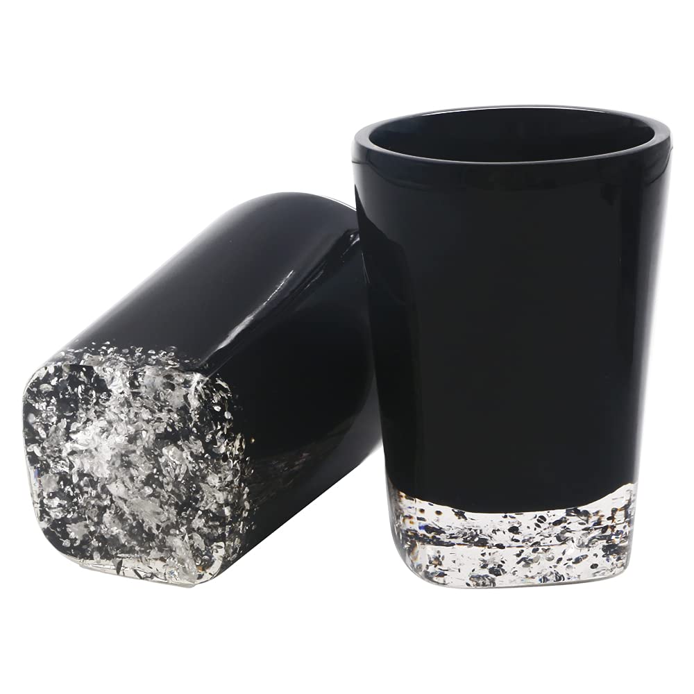Resin Soap Dish, Soap Dispenser, Toothbrush Holder & Tumbler Bathroom Accessory 5 Piece Set (Black)