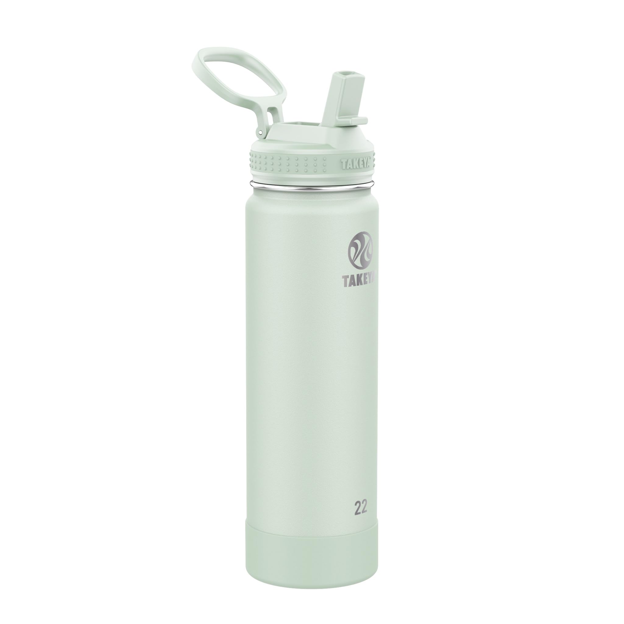 Takeya 22 oz Actives Stainless Steel Water Bottle with Straw Lid - Leakproof, Double-Wall Insulated, Keeps Drinks Cold 24 hrs/Ho