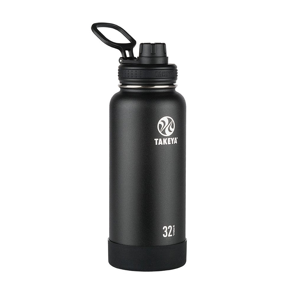 Takeya Actives Insulated Stainless Water Bottle With Insulated Spout Lid, 32Oz, Onyx