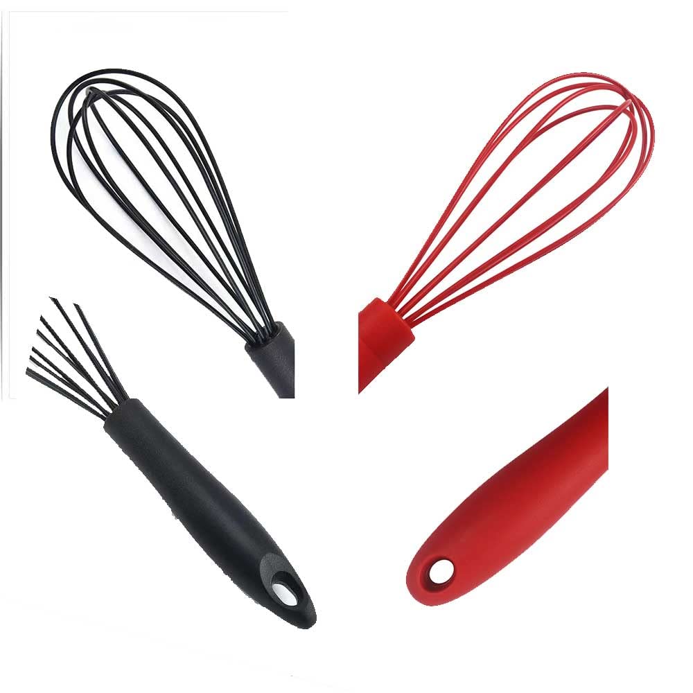 2Pcs Silicone Whisk Heat Resistant Silicon Whisk Kitchen For Non-Stick Cookware For Blending Whisking Beating Frothing Stirring