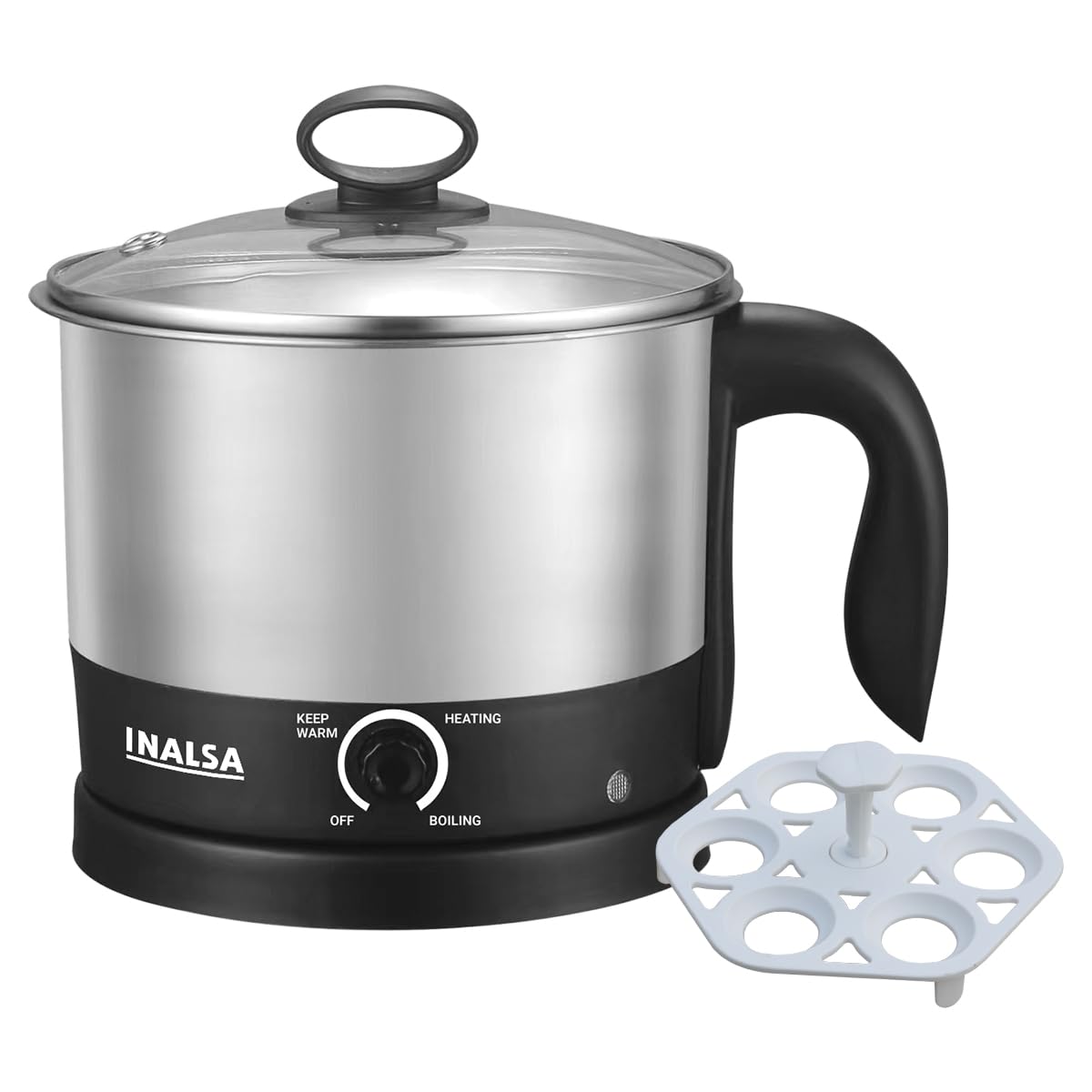 Inalsa Stainless Steel Kettle 1.5 Litre|700 Watt|Cooking Kettle|3 Heating Modes| Rapid Boil Technology|See Through Lid| Over-Hea