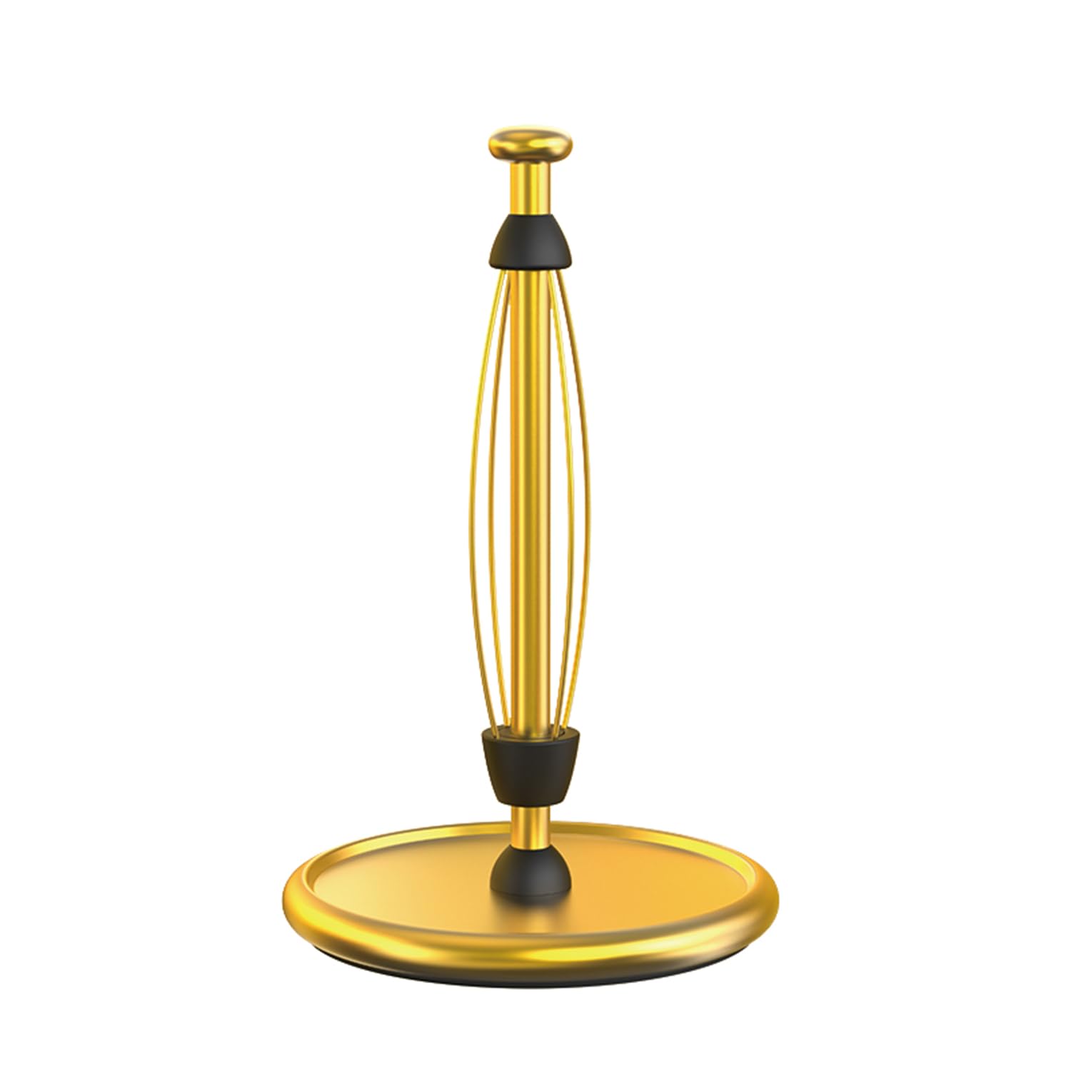VEHHE Gold Paper Towel Holder Countertop with Weighted Base, One-Handed Tear Kitchen Towel Holder with Damping Function and EVA 
