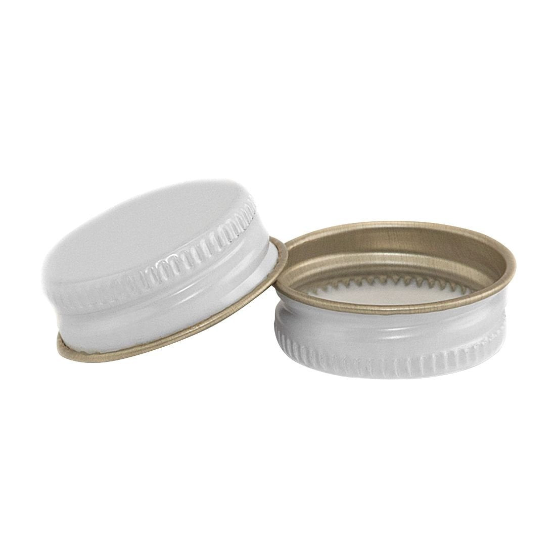 North Mountain Supply - 28-Wm-15 28Mm White Metal Screw Caps With Plastisol Liner - Pack Of 15 Leak Proof Lids