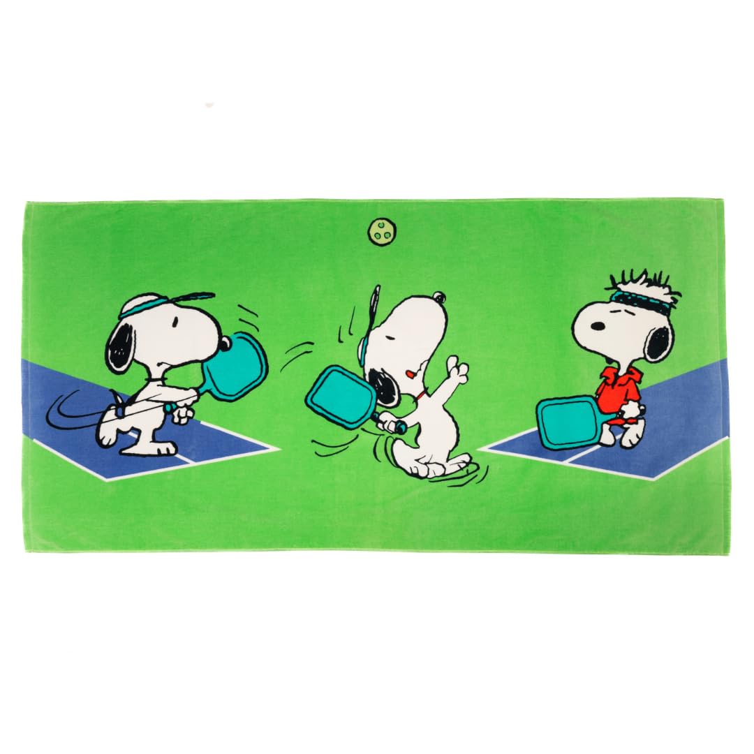 Franco Collectibles Peanuts Snoopy Pickleball Tennis Super Soft Cotton Bath/Pool/Beach Towel, 60 In X 30 In, (100% Officially Li