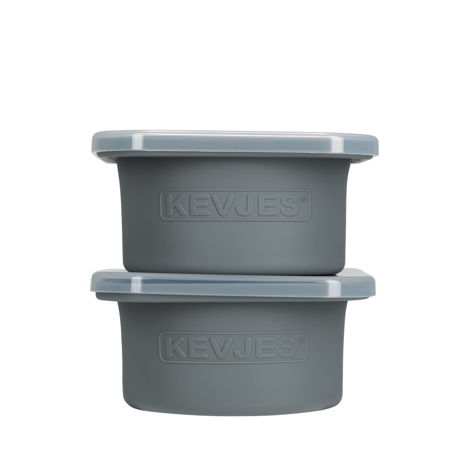 KEVJES Stackable Silicone Artisan Pizza Dough Proofing Proving Containers with Lids-2/3/4/5 pack-500ml portion (Spacegrey, 2 PAC
