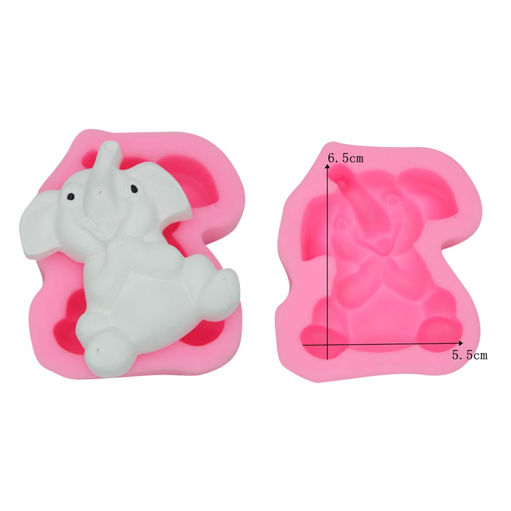 6Pcs/Set Elephant Silicone Molds & Stainless Steel Cookie Cutters For Baby Shower, Elephant Fondant Gum Paste Cake Topper Decora