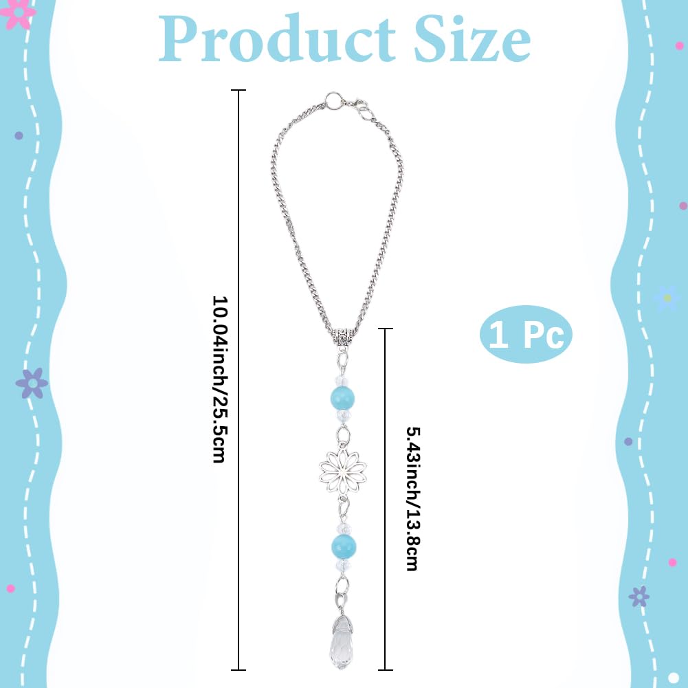 CREATCABIN Flower Rear View Mirror Car Charms Crystal Boho Car Mirror Hanging Decor Car Decoration Ornament Sun Catcher Healing