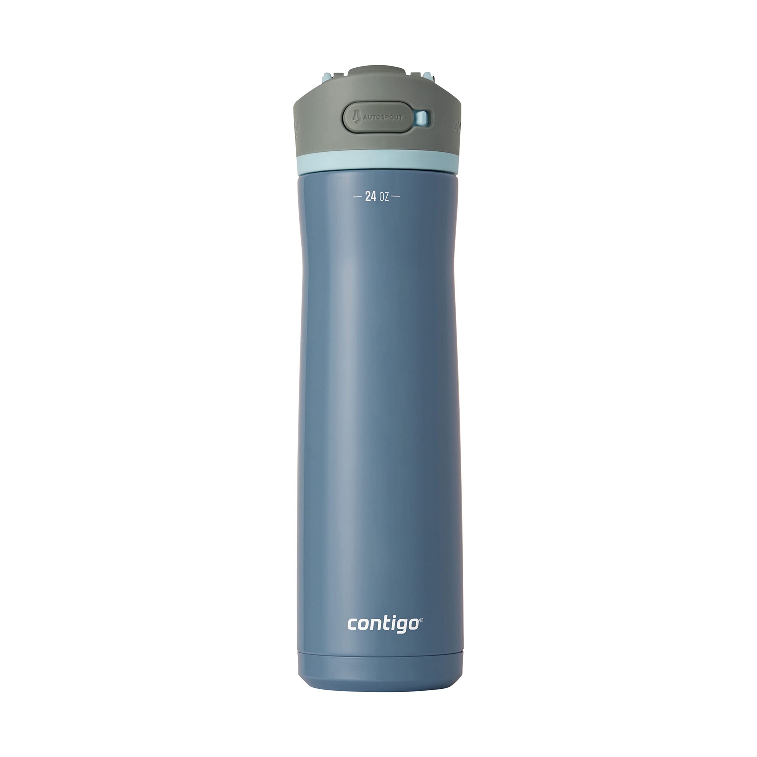 Contigo Wells Chill Stainless Steel Filter Water Bottle With Autospout Straw Lid, 24Oz., Dark Ice