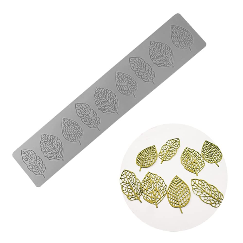 3D Hollow Leaf Fondant Lace Mold Multi Leaves Flower Candy Mold Chocolate Sugar Craft Cake Decoration Cupcake Top (J Leaf_15.6 *