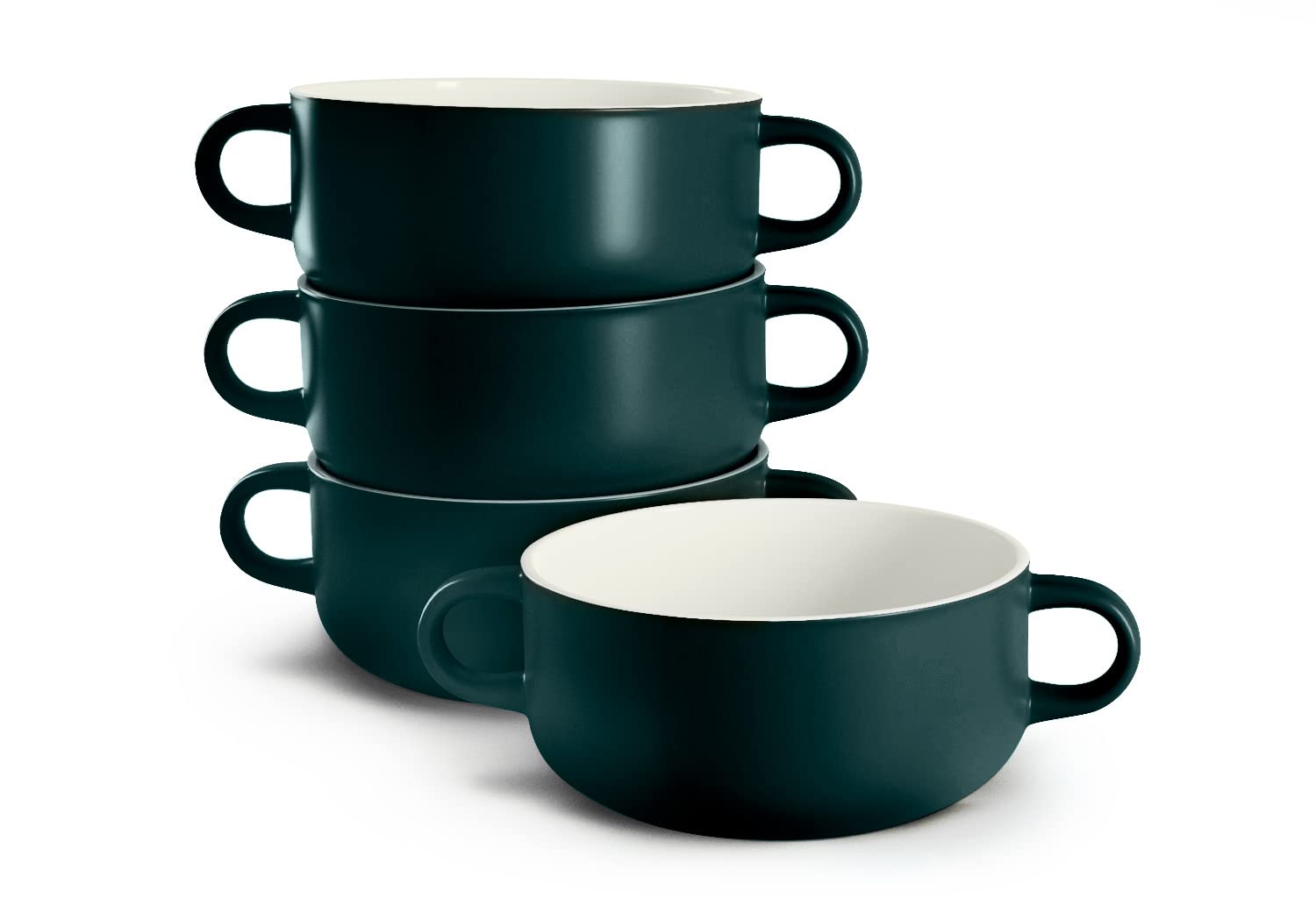 Kook Soup Crocks, Ceramic Bowls, Broil, Oven, Microwave and Dishwasher Safe, with Handles, For Casserole, Pasta, Cereal, 20 oz, 