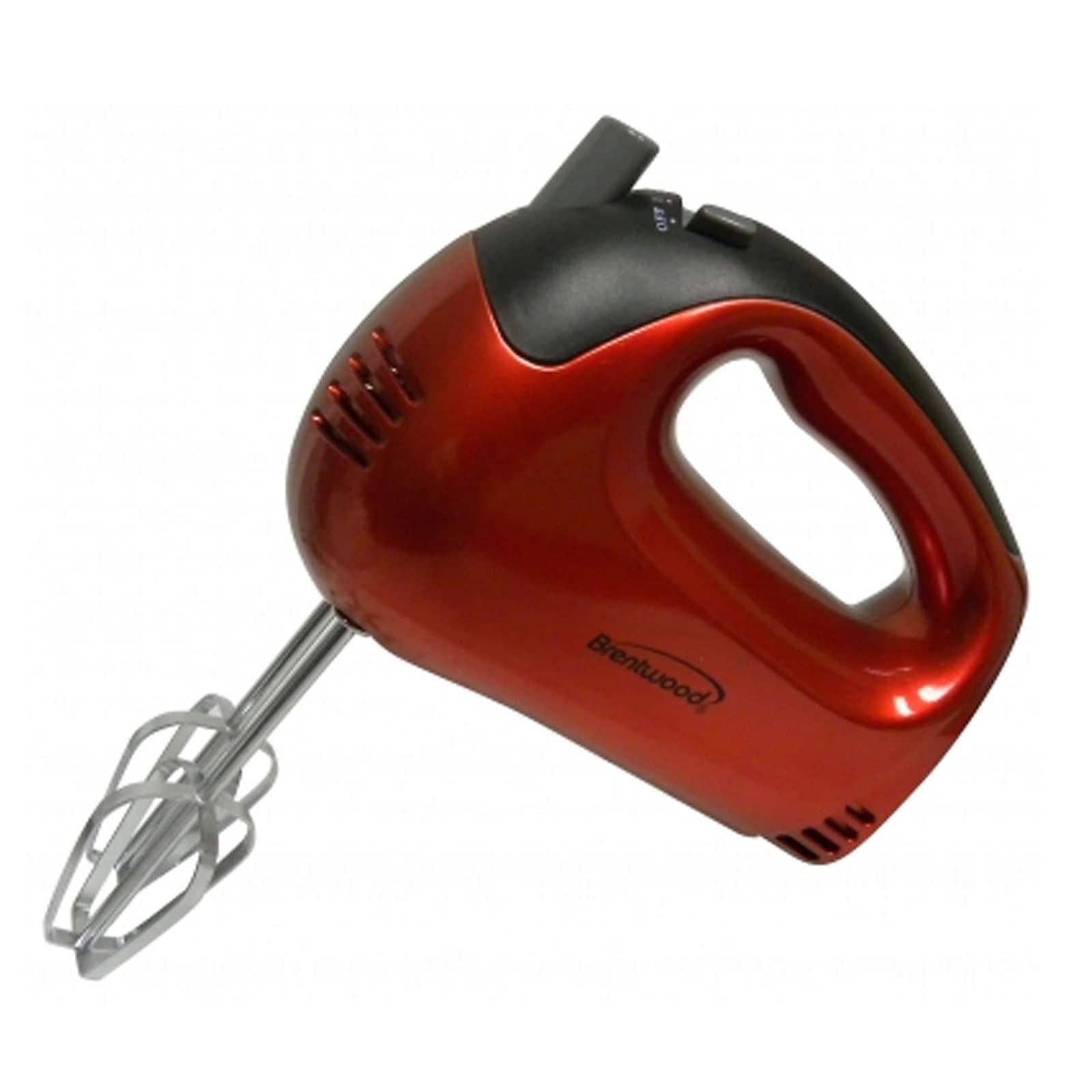 Brentwood HM-46 Electric Hand Mixer,Lightweight 5-Speed,Red