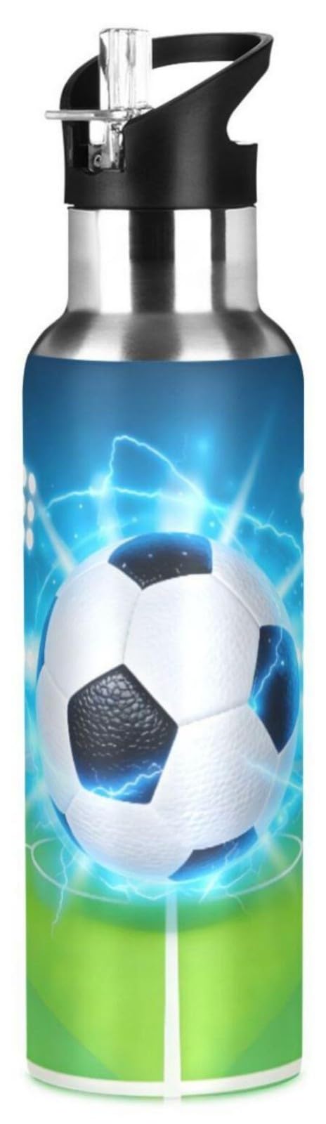 Soccer Football Water Bottles for Boys Girls Kids Insulated 20 oz