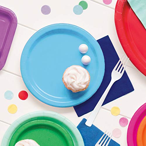 Lovely Powder Blue Solid Round Dinner Plates - Vibrant 9'' (Pack Of 16) - Sturdy & Stylish - Perfect For Birthdays, Showers & Ce