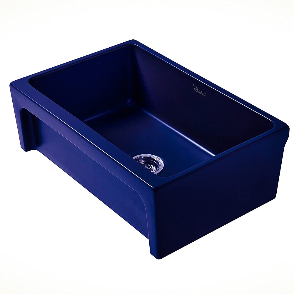 Whitehaus Collection Whq5530-Blue Glencove Kitchen, Fireclay, Front Apron Sink, Large, Blue