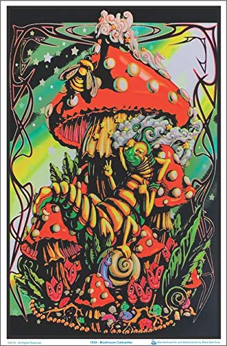 Mushroom Caterpillar - Laminated - Blacklight Poster - 23.5'' X 35.5''