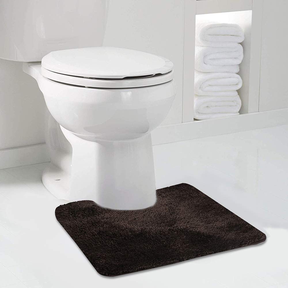 Walensee Bathroom Contour Rug (20X24, Brown) Non Slip Bath Mat For Bathroom Water Absorbent Soft Microfiber Shaggy Bathroom Mat