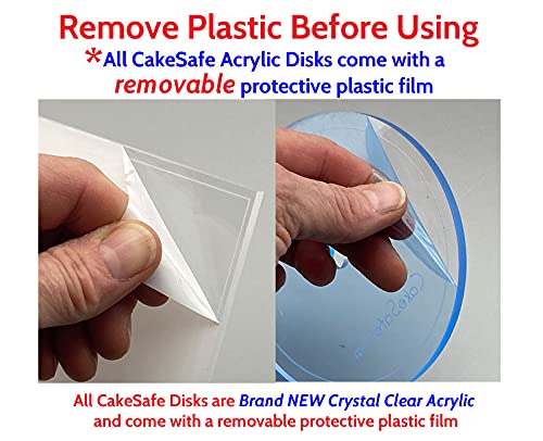 Cakesafe Square Essential Cake Decorating Acrylic Disk Kit - 3 Sets - Square 6.25'', 8.25'', 10.25'' Disk Sets (2 Disks Per Size