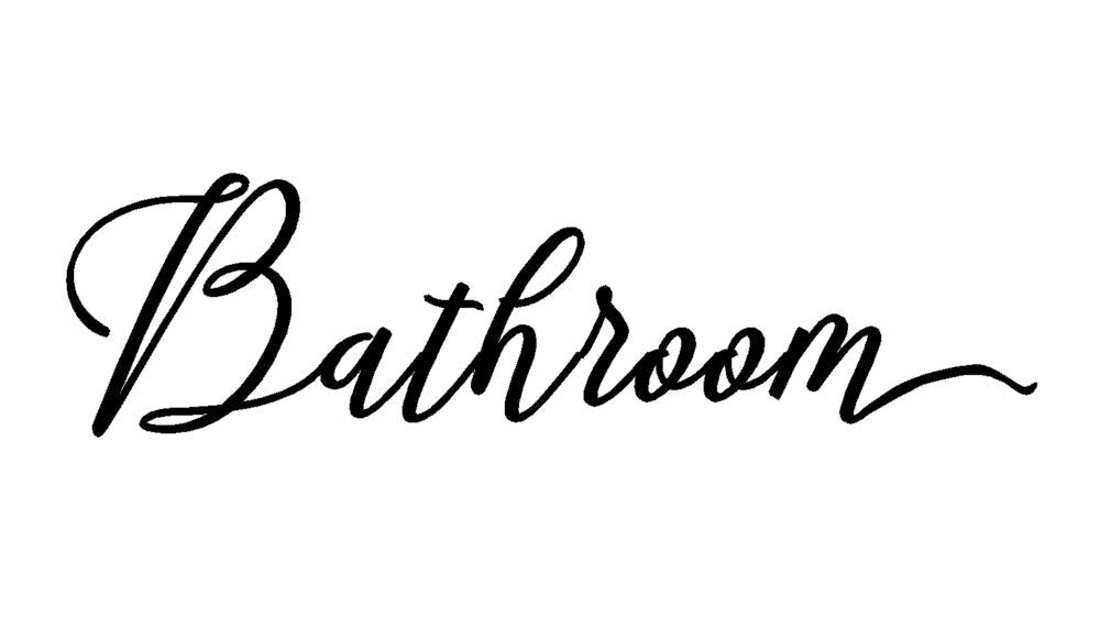 Berryzilla Bathroom Decal 11'' X 3'' Toilettes, Restroom, Closet Water, Door Vinyl Decal Script Handwriting Wall Art Decor Stick