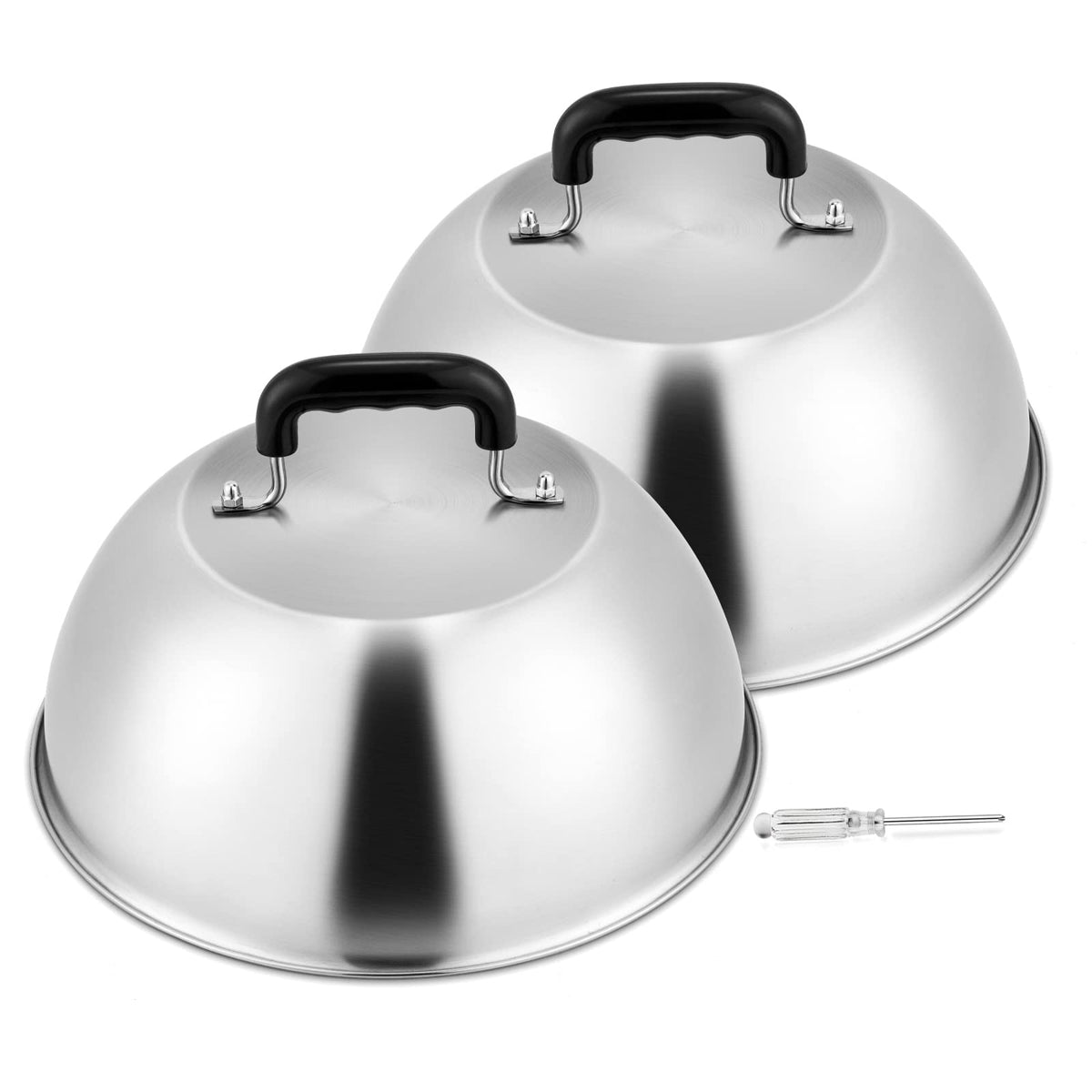 Melting Dome Set Of 2, Hasteel Stainless Steel Large 12In Basting Steaming Cover For Griddle Grill Teppanyaki Flat Top, Great Fo