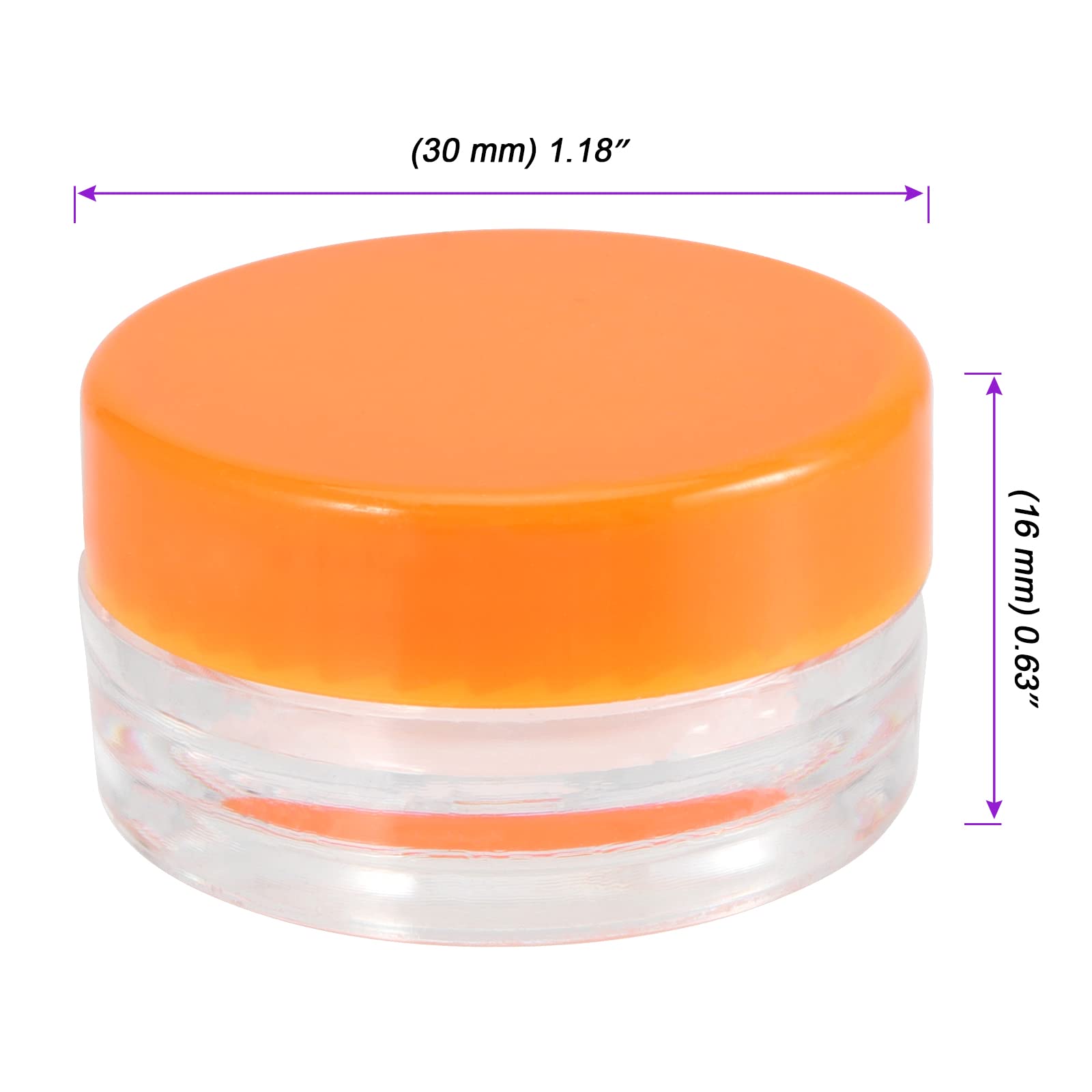 Joikit 200 Pack 3 Gram Jars With Orange Lid, 3Ml Empty Clear Plastic Makeup Sample Containers, Cosmetic Sample Jar For Lotion, C