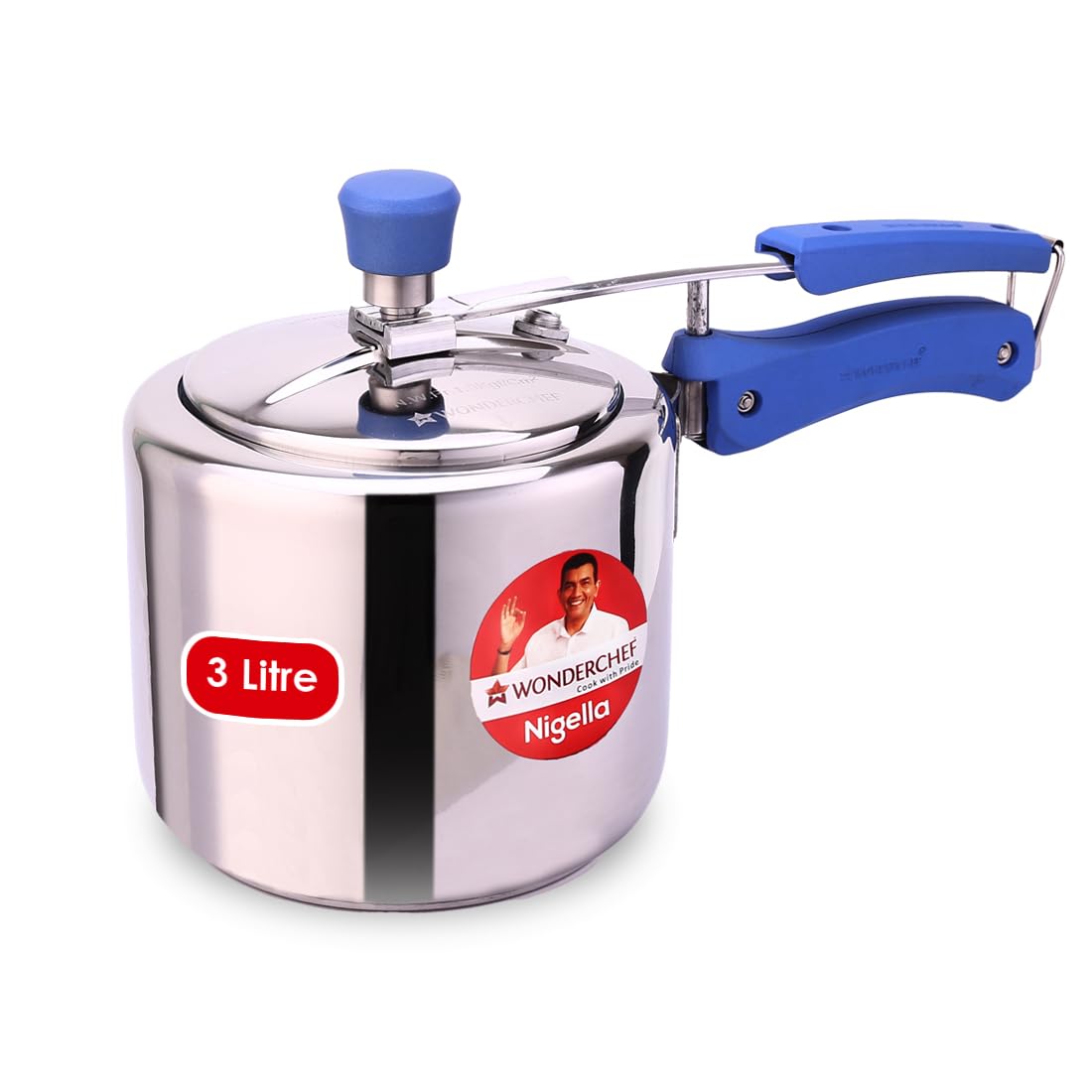 Wonderchef Nigella Stainless Steel Inner Lid Pressure Cooker 3 Litres | 6Mm Thick Bottom | Soft Touch Handles | Induction Friend