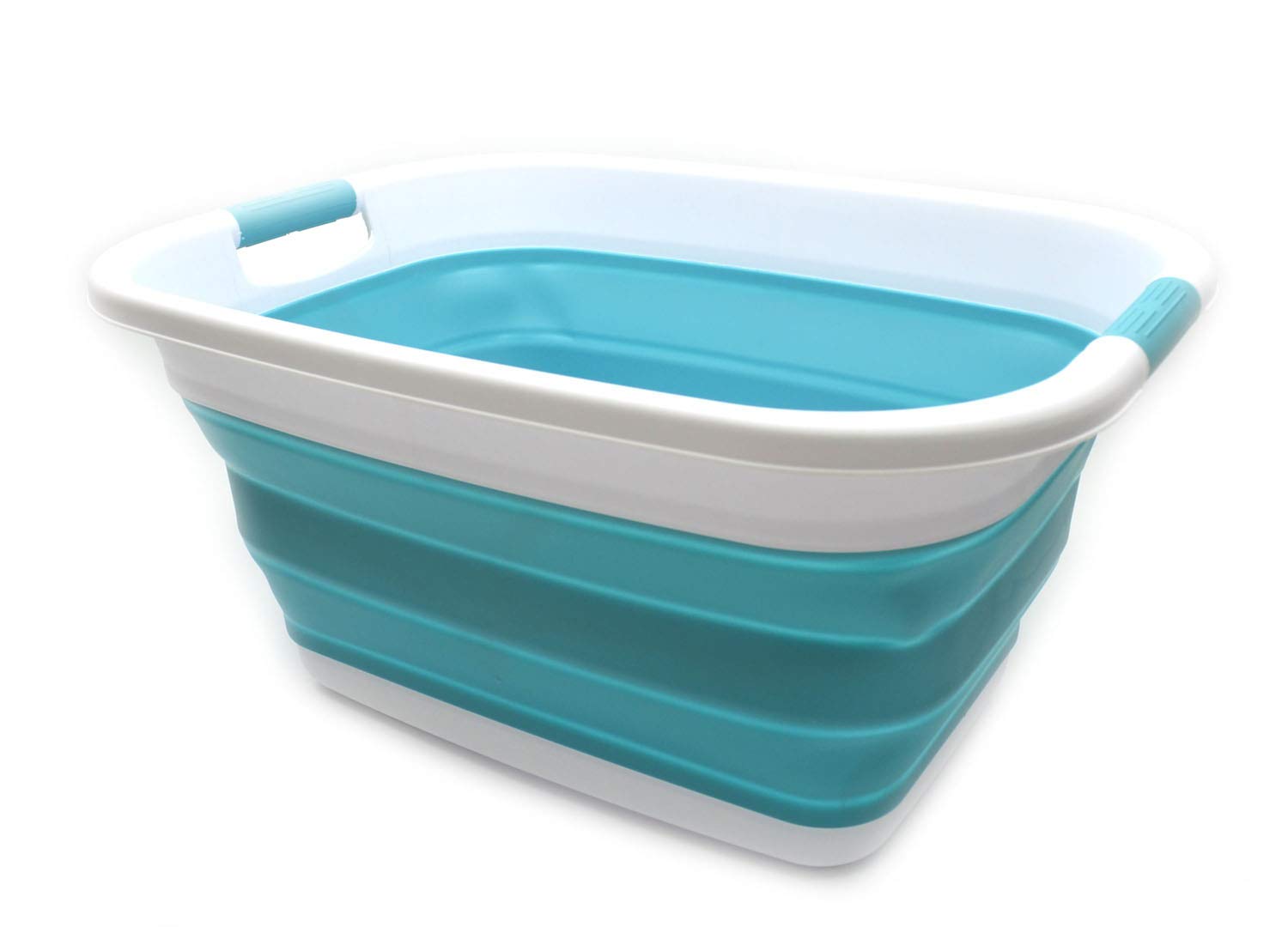 SAMMART 31L (8.1 gallon) Collapsible Plastic Laundry Basket-Foldable Pop Up Storage Container-Portable Washing Tub-Space Saving 