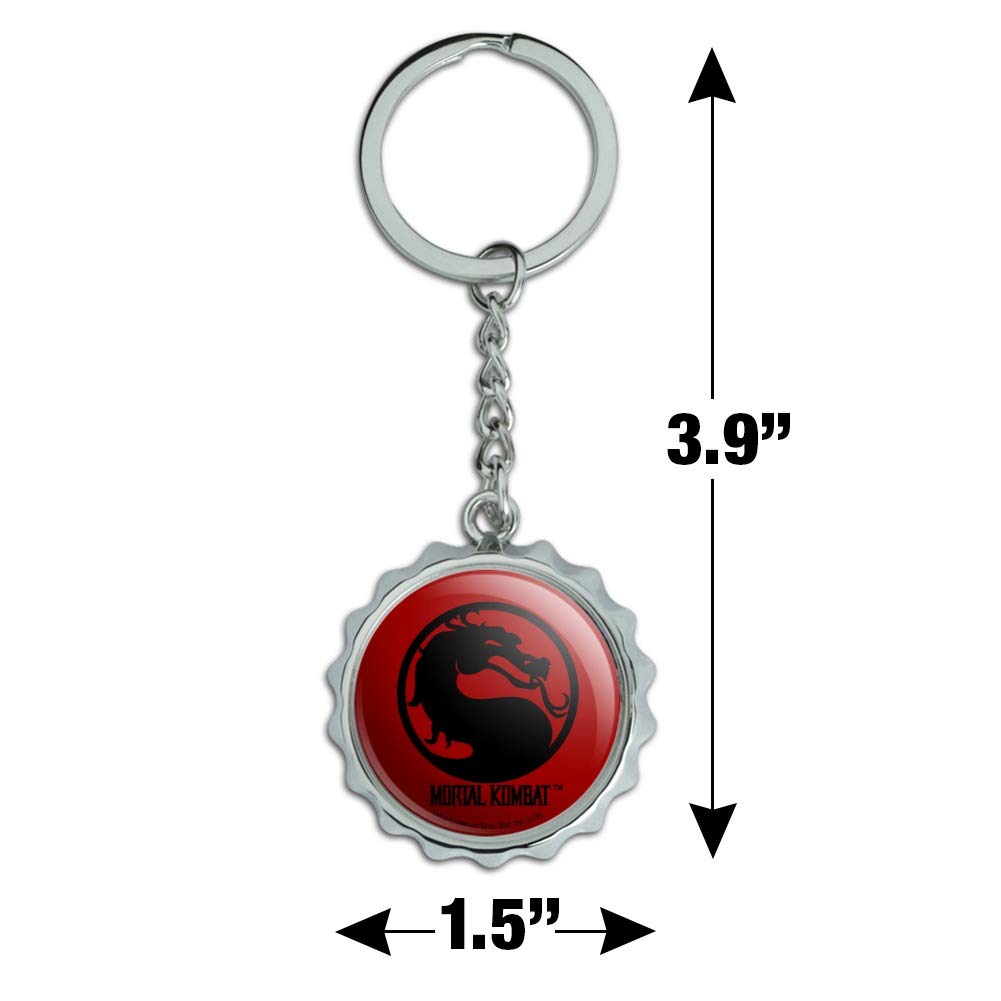 Mortal Kombat Symbol Keychain Chrome Plated Metal Pop Cap Bottle Opener