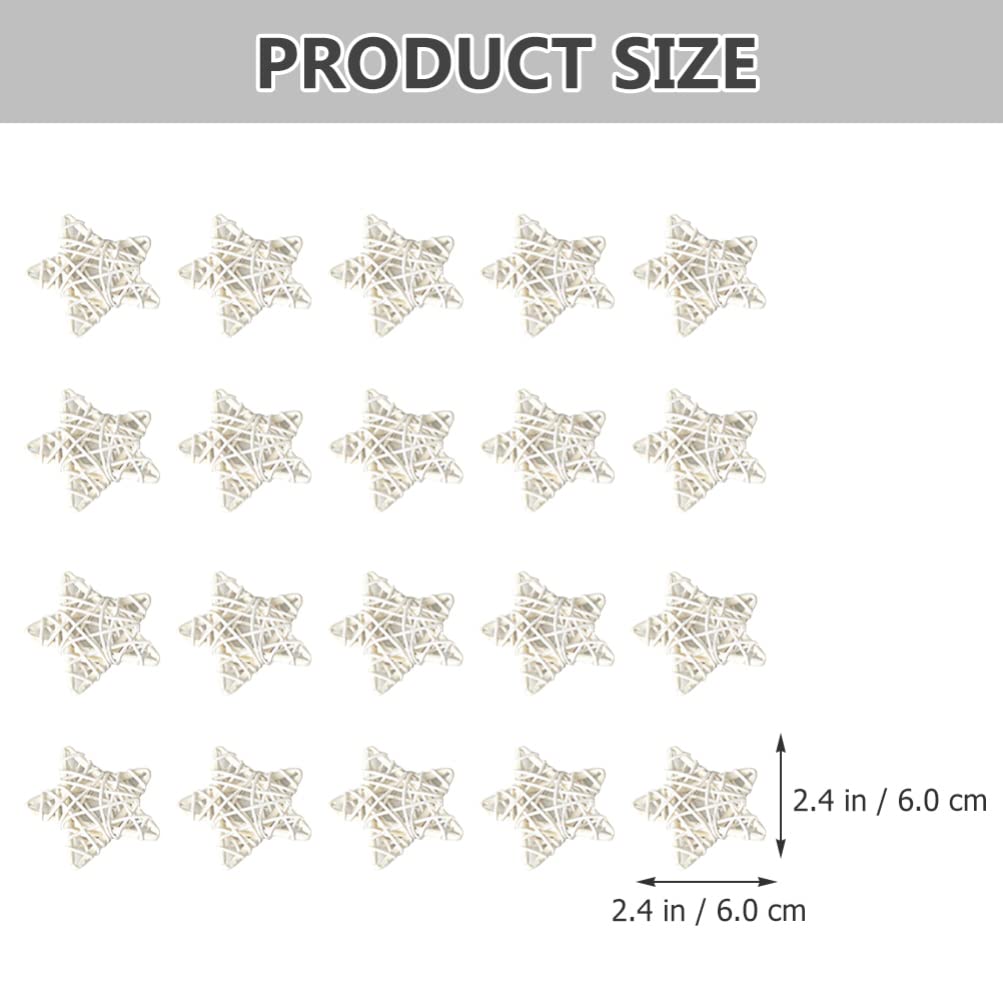 Zerodeko 20 Pieces Rattan Stars, Rattan Stars for Decoration, Mini Star Shaped Wicker Hanging Balls Ornaments for Wedding, Chris