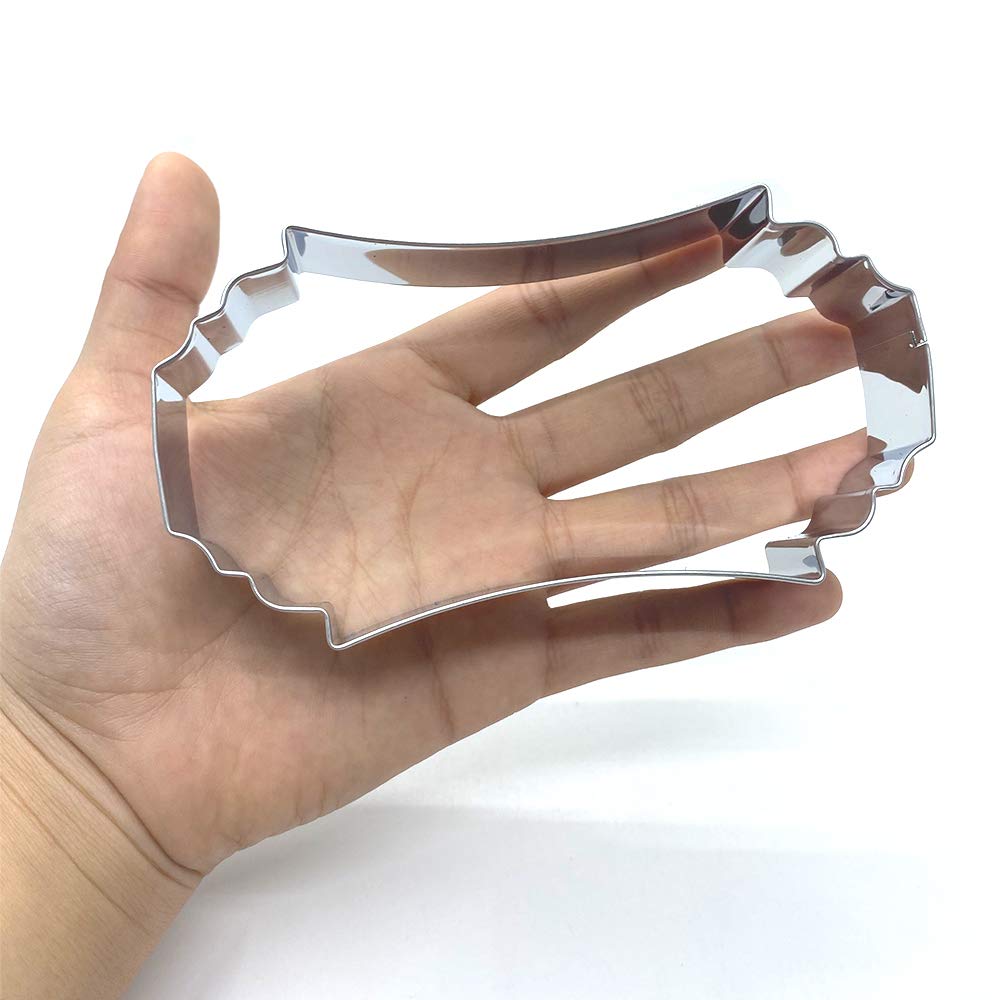 Liliao Fancy Plaque Cookie Cutter Frame Sandwich Fondant Biscuit Cutter - 5.1 X 2.7 Inch - Stainless Steel - By Janka