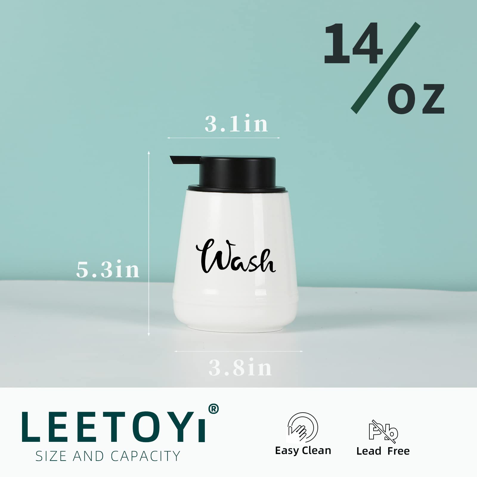 Leetoyi Bathroom Countertop Dispensers Modern Ceramic Soap Lotion Dispenser Bottles, Hand Soap Dispenser For Bathroom, Dish Soap