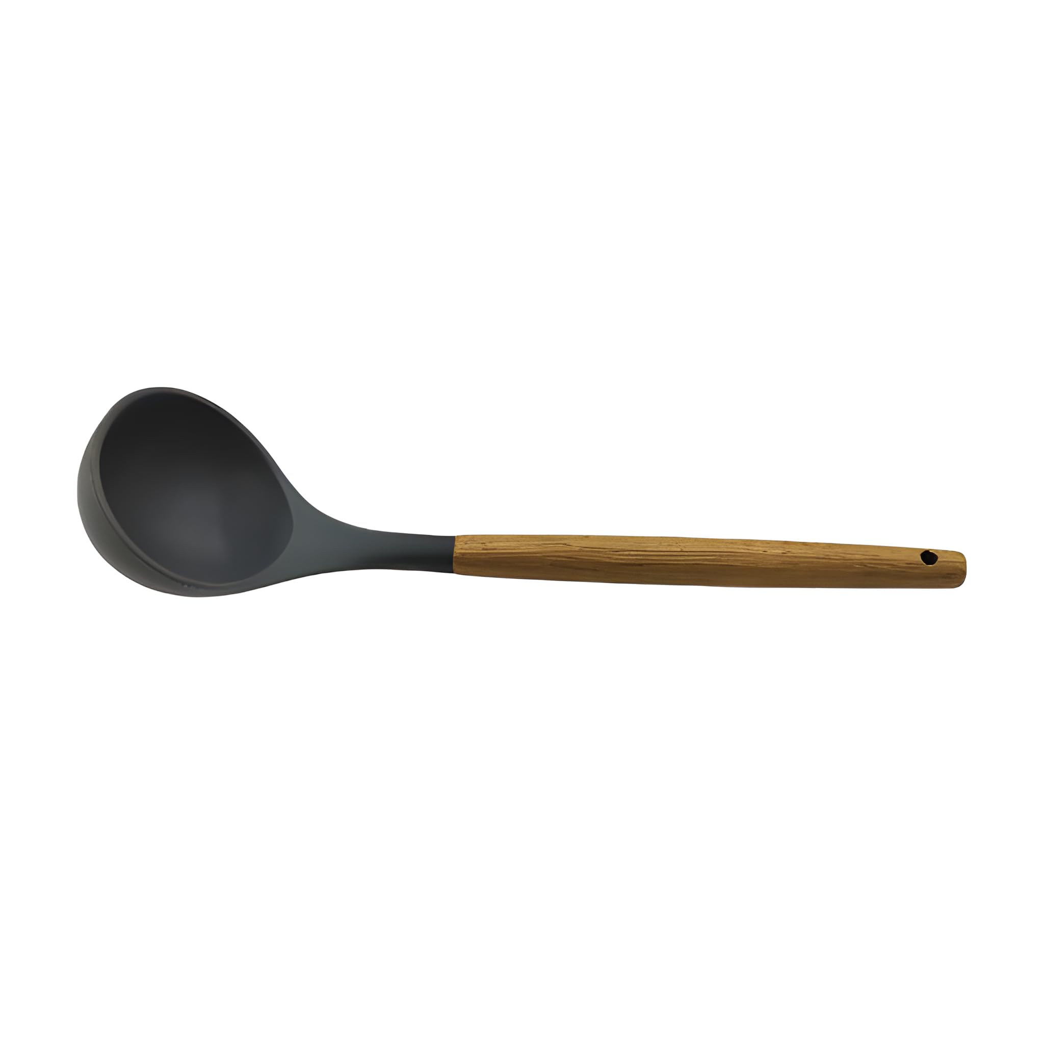 Lemon Tree Silicone Ladle Soup Spoon With Wooden Handle, NonStick Spatula Ladle Heat Resistant Ladle Scoop, Dishwasher Safe (Da