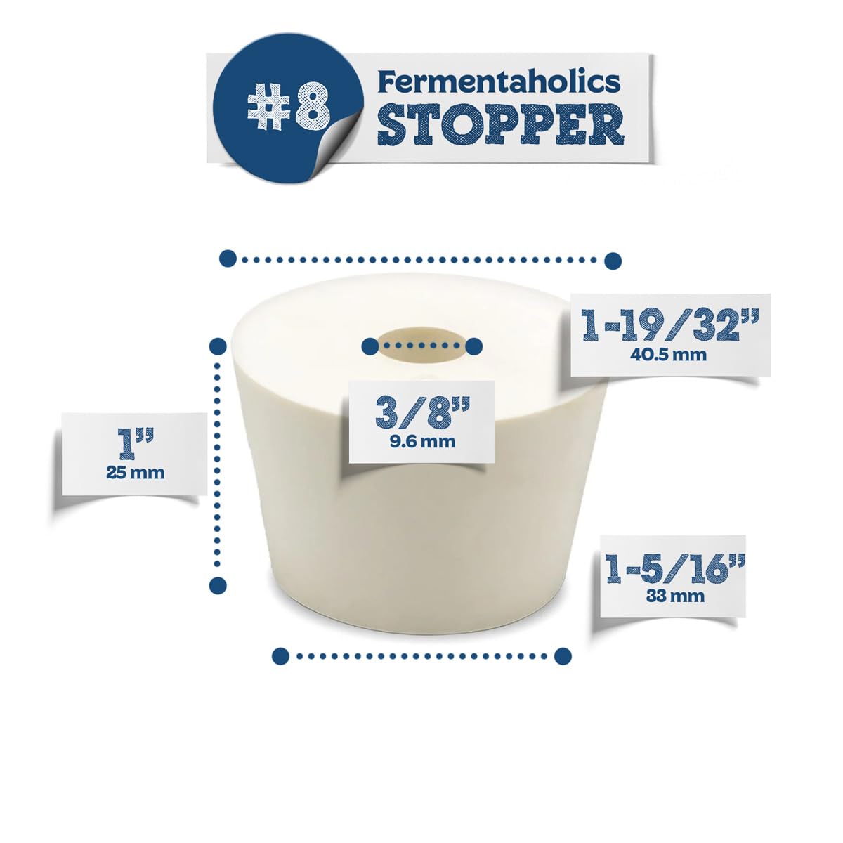 Fermentation Rubber Stoppers Drilled Bungs For Use With Airlock (#8 Rubber Stopper - 4 Pack)