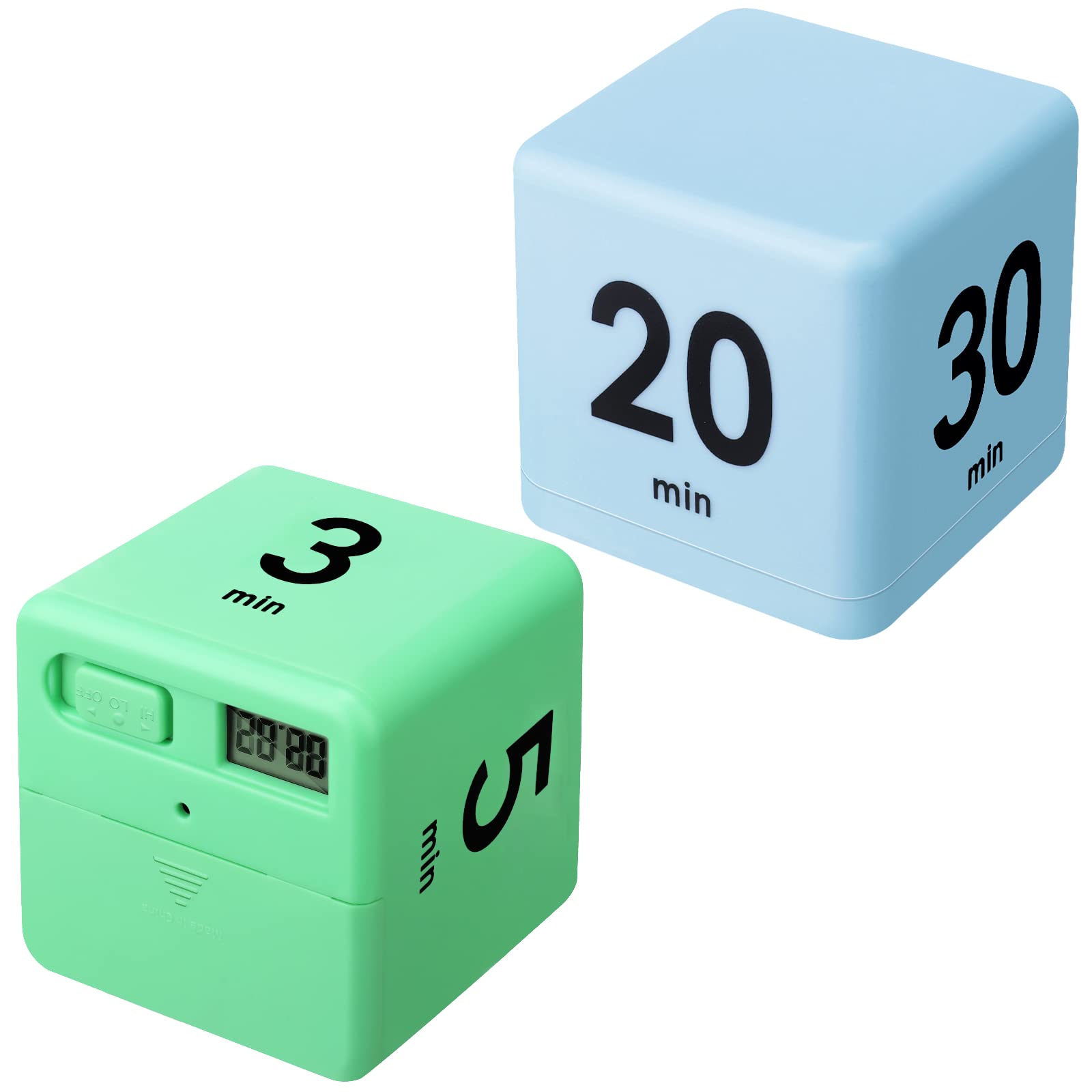 Weewooday 2 Pieces Cube Productivity Timer Flip Gravity Sensor Flip Countdown Countup Workout Timer Management 1 3 5 10 Minutes 
