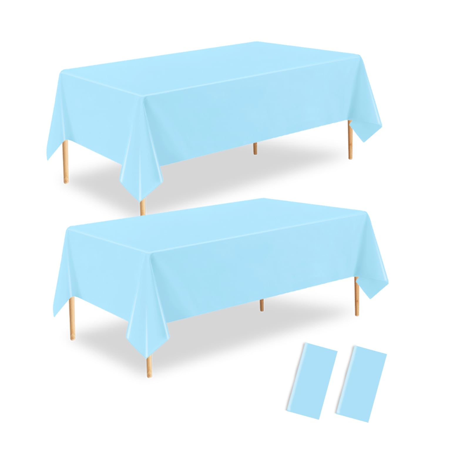 ZHIAXTON Light Blue Plastic Tablecloth 2 Pack,54 X 108 Inch Disposable Rectangle Table Cover for Birthday Party,Baby Shower,Wedd