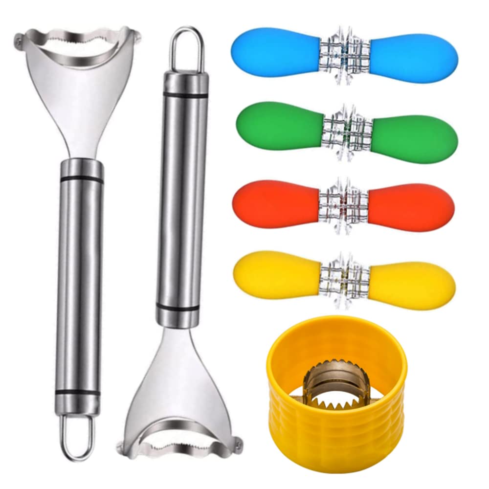 11Pcs Corn Peeler Premium Stainless Steel Corn Cob Stripper Tool Corn Holders,Interlocking Design Corn Skewers Forks For Home Ki