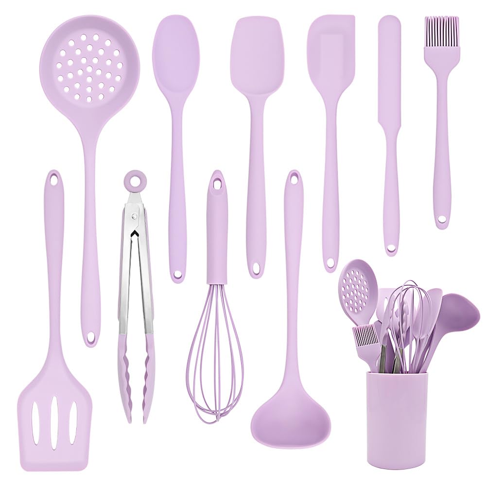 Ranx Ingst Kitchen Cooking Utensils Set 11 Pcs Nonstick Silicone Spatula Set With Holder, 446F Heat Resistant, Ergonomic Handle,