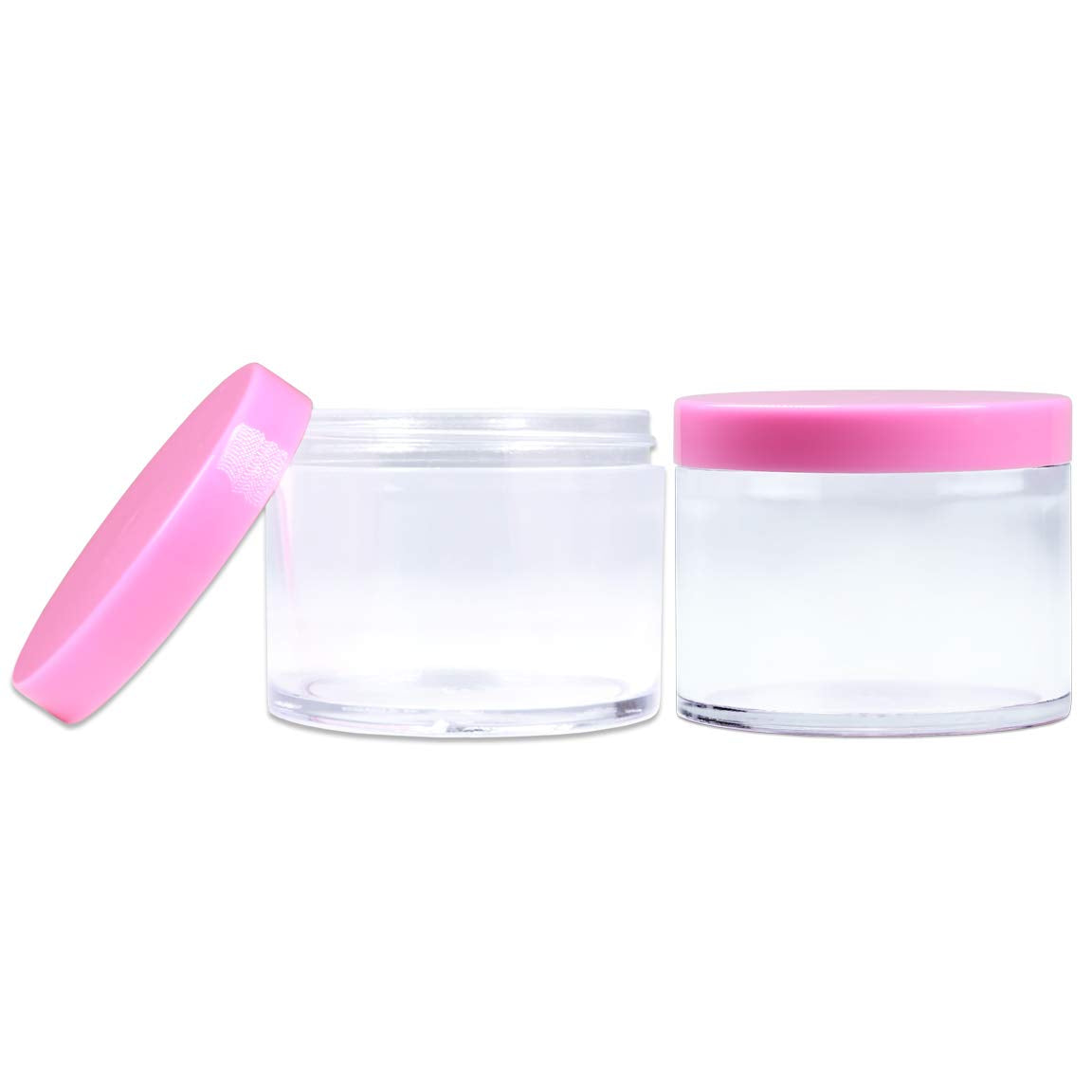 Beauticom 120G/120Ml (4 Fl Oz) Thick Double Wall Leak-Proof Round Clear Plastic Jars With Flat Top Lids For Creams, Lotions, Pow