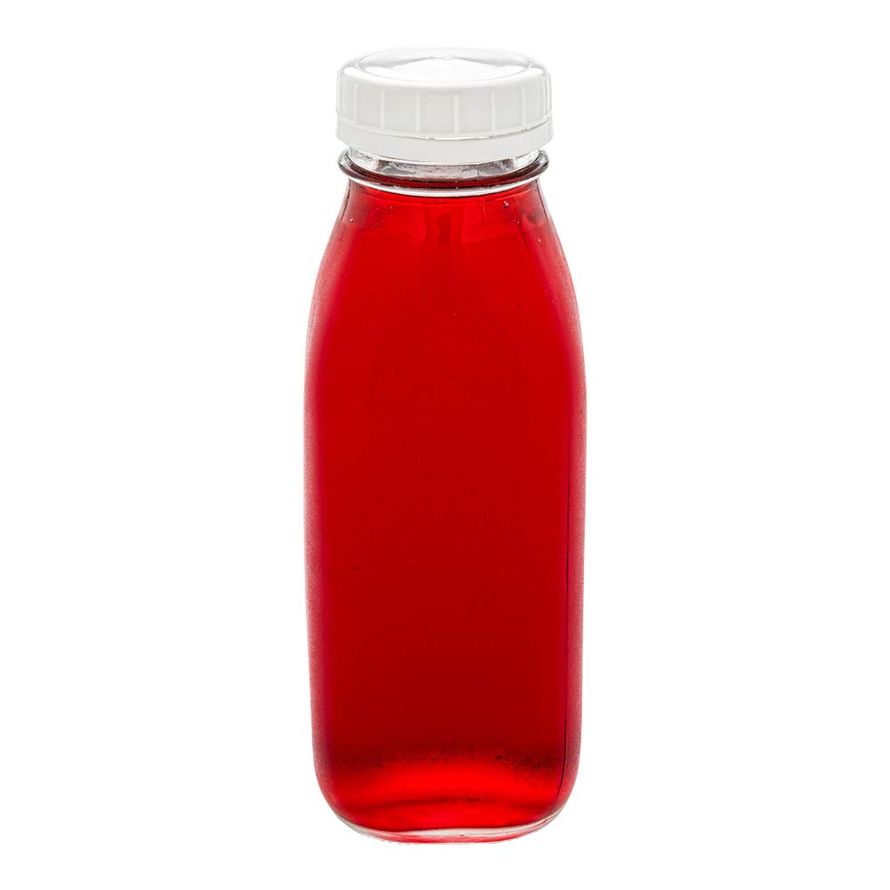 Restaurantware French Countryside 16 Ounce Juice Bottles 10 Square Juicing Bottles - With Tamper-Evident Caps Reusable Clear Gla
