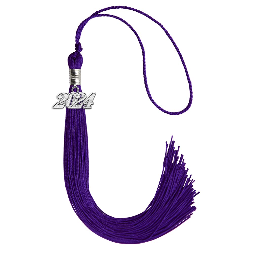Endea Graduation Single Color Tassel with Silver Date Drop (Purple, 2024)