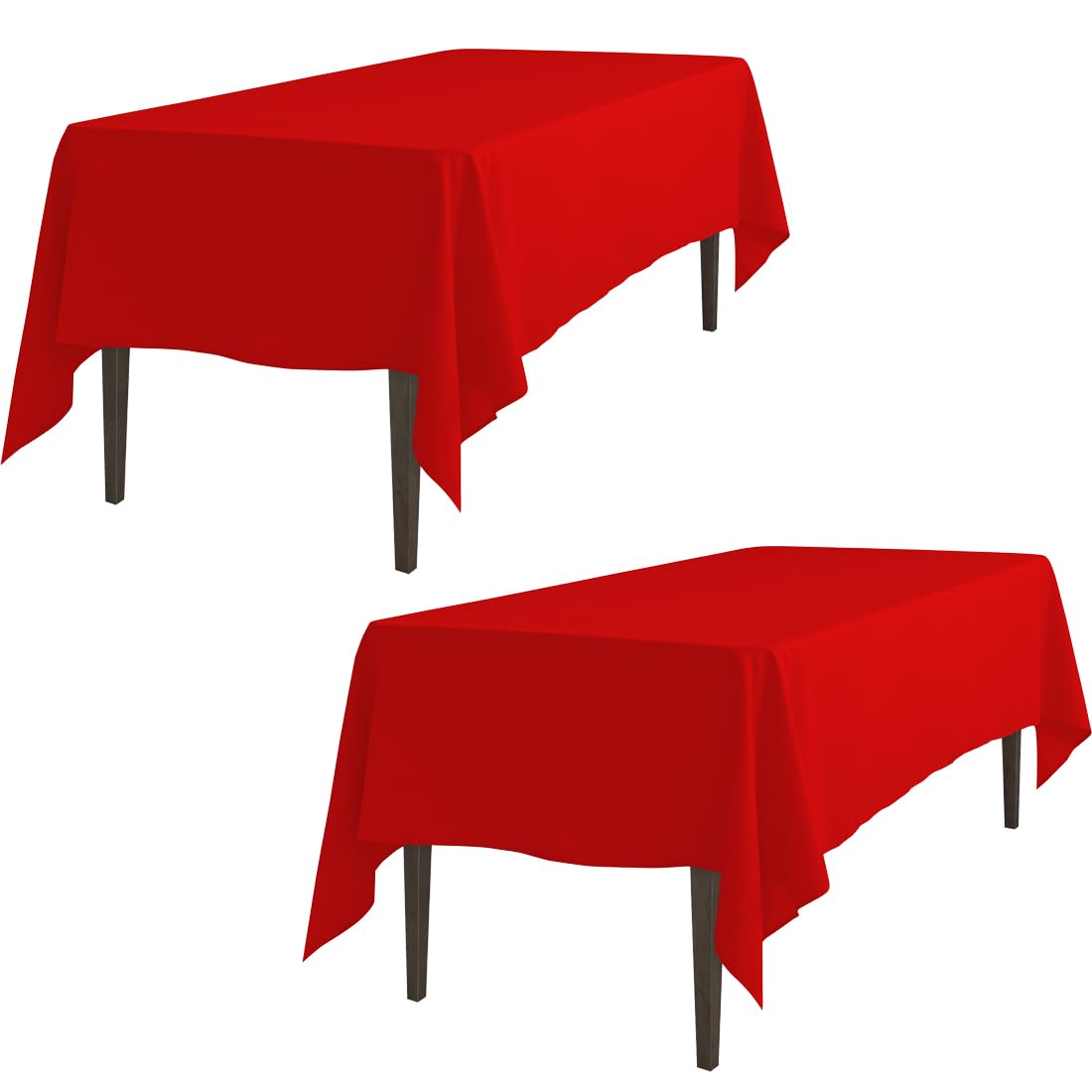 Ltc Linens 2 Pack Red Tablecloths Rectangular 70 X 120 Inch For 6 Or 8 Ft Rectangle Banquet Tables With Half-Drop - Stain And Wr