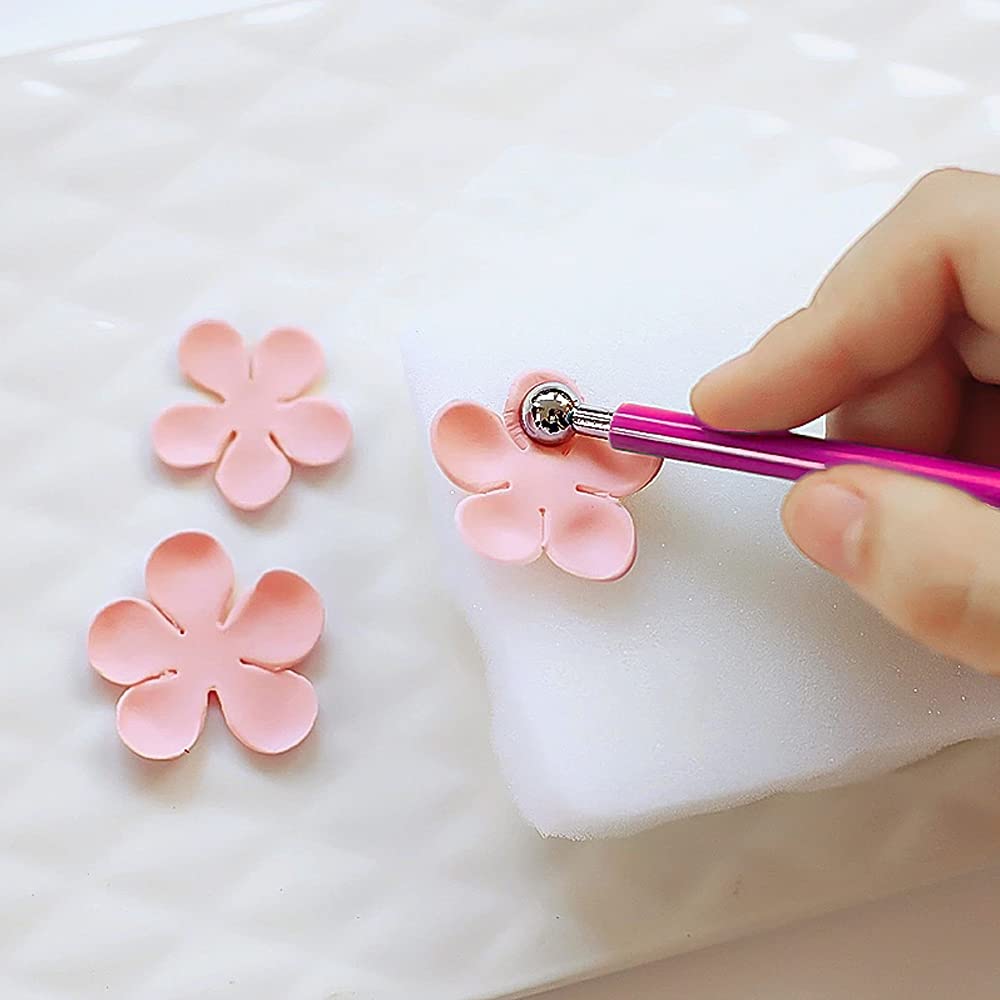 4 X Fondant Cake Decorating Clay Flower Sugarcraft Ball Model Diy Tool 8 Sizes Boxs (Pink)