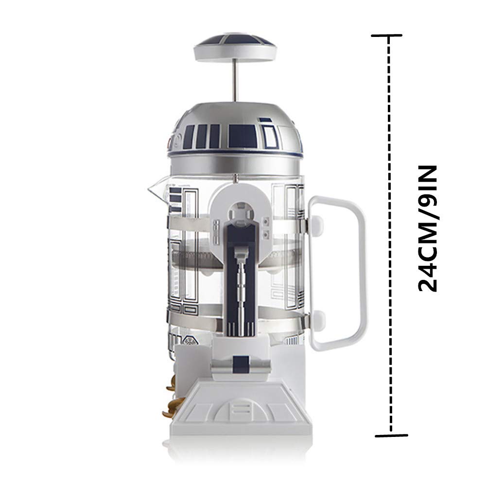 Nbcdy Hand Coffee Machine, Creative Robot R2D2 Mini Stainless Steel Filter Coffee Maker, Home Insulation Pressure Pot