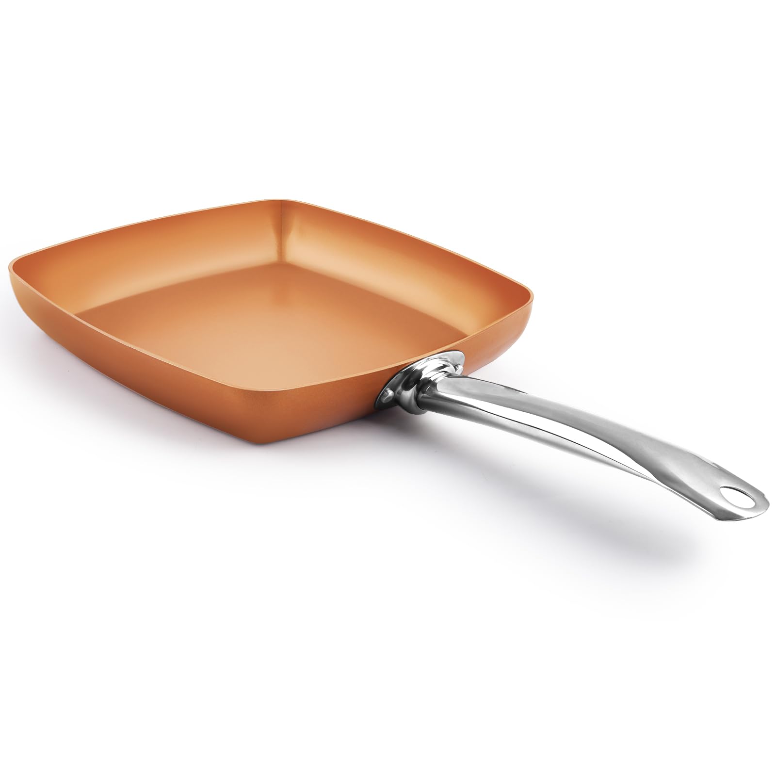 Toutrop Non-Stick Copper Square Frying Pan Skillet With Ceramic Coating Oven Dishwasher Safe 4 Liter Cooking Pots And Pans Set